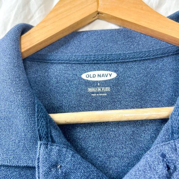 Old Navy Blue Built-In Flex Polo Shirt Men’s Large Short Sleeve Cotton Blend - Picture 3 of 4